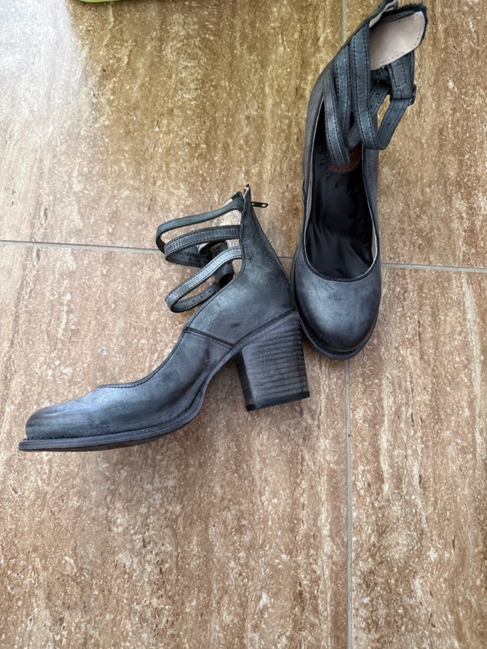 freebird Charcoal Ankle-Strap Heels - Picture 7 of 9